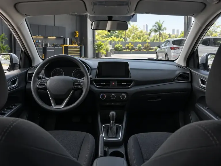 Painel e vidros de um carro zero km ainda sem película