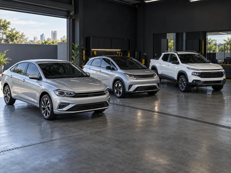 Carros e picapes de diferentes tipos com película automotiva aplicada